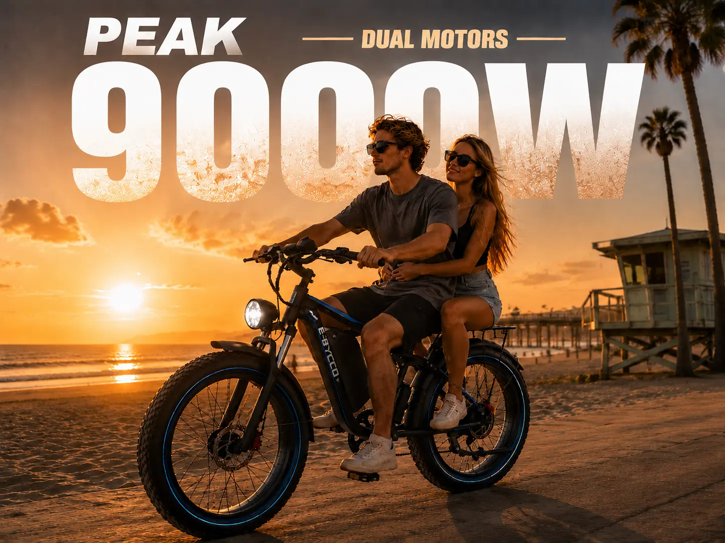 EBycco EB7PRO Adult Electric Bike Peak 6000W/9000W Dual Motor, 52V 32AH, 40-45 MPH Max Speed, 100 mi Long Range, Hydraulic Disc Brake, 24"/26" Full Suspension, USB Port, Aluminum Frame, with Lights, Camping Essential