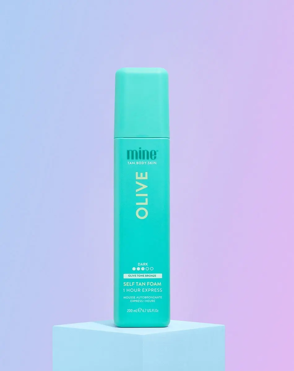 Minetan Olive Vegan Moisturizing Self Tanning Foam - Color Base Tan Collection, Dark Brown Body Care Cosmetic, 1hr Express, 6.7 Fl Oz, Coconut, Vitamin C, Cucumber Extract, Antioxidant, Hydrating for Sensitive & Uneven Skin Tones, Bronze for Adults