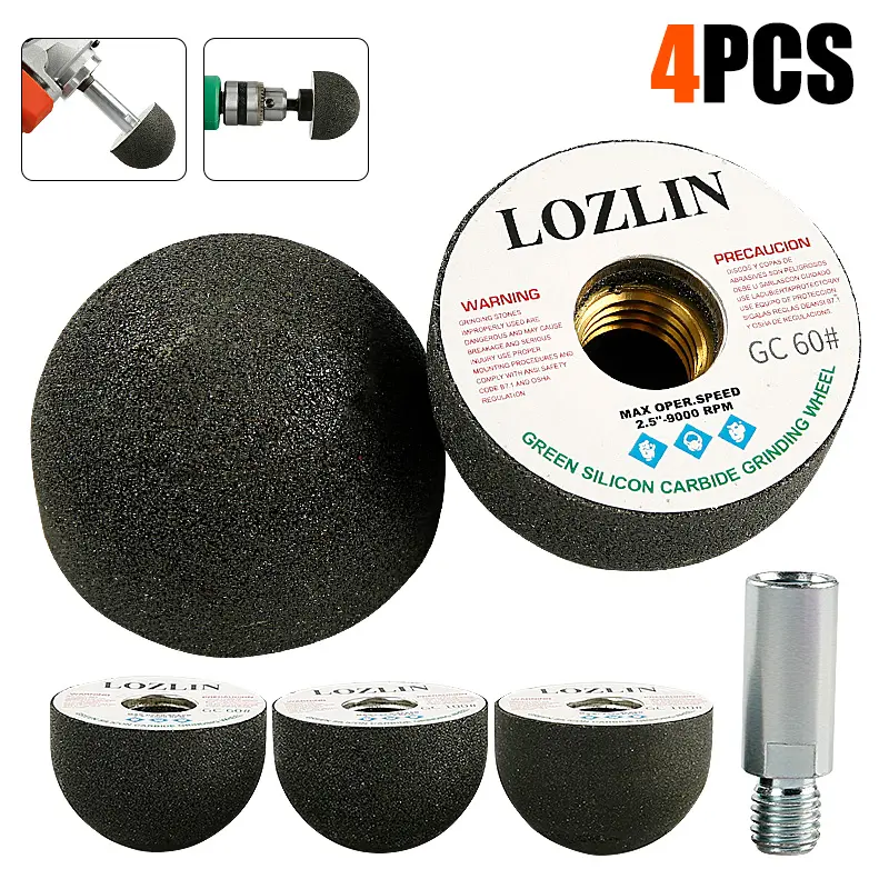 4PCS Mushroom Head Diamond Grinding Wheels Pebble Shape for Flower Pot Making, Inner Arc & Round Bottom Polishing - Angle Grinder Wheel for Stone, Concrete, Ceramics Abrasive Disc