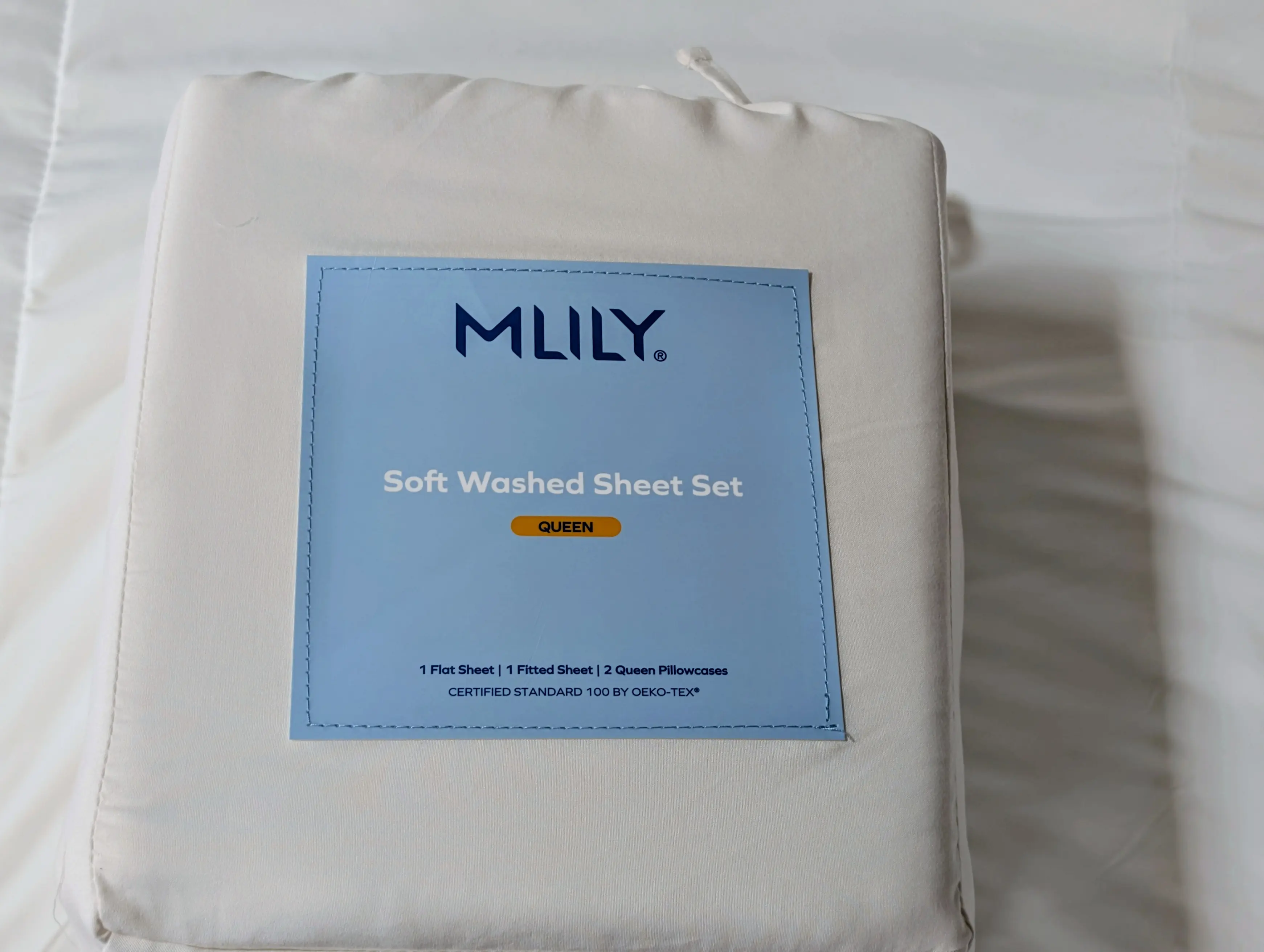 MLILY Soft Washed Sheet Set - 3pc Fitted Sheet Flat Sheet & Pillowcase - Certified Standard 100 by OEKO-TEX