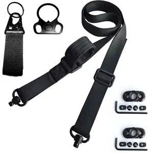 2 Point Rifle Sling System with QD Swivel Adapters & Mounting Straps, Quick Adjust Tactical Sling with Thumb Loop for Rapid Transition, Universal Gun Strap for Outdoor Training