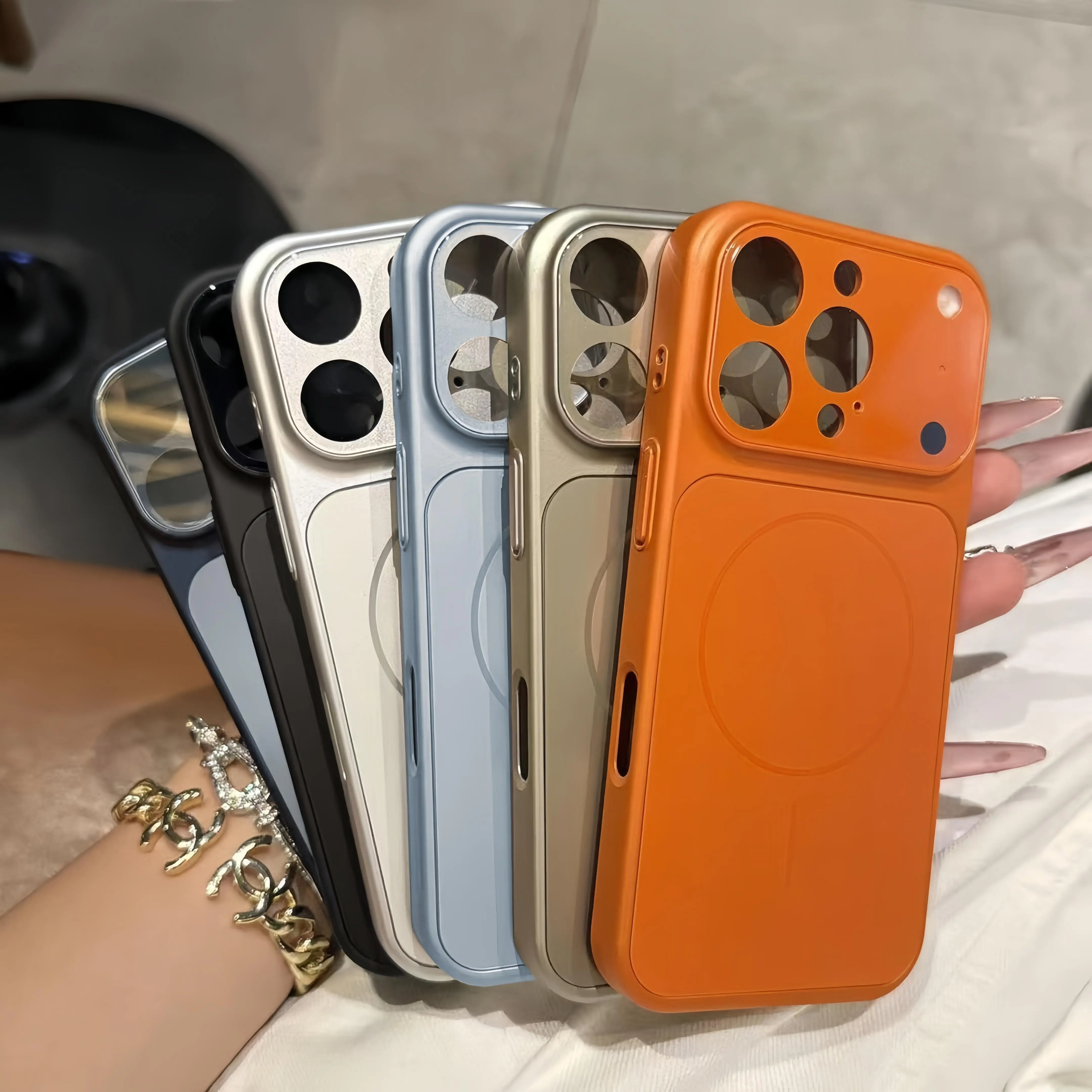 AG Matte Finish Shockproof Smartphone Casing - Handheld Cellphone Case for iPhone 17,16,15,14 Pro,Plus,Max,Air | Orange,Distant Peak Blue & More Colors, Trendy Protective Cover, Ideal Christmas Gift #IPMSBLKORANGE