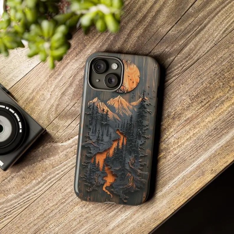 Mountain Phone Case Nature Phone Protector Rustic Men Iphone Cover Nature Inspired Gift Outdoor Mountain Lover Adventure Hiking