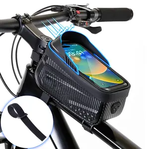 Waterproof Bicycle Frame Bag, Phone Holder Mount, Top Tube Pouch, Rain Cover Bike Bag, Durable Cycling Accessory