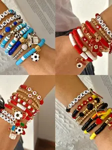 Football Sports Match Bracelet Set Gift, Perfect for Fans, Durable Design, Ideal for Game Days, Unique Football Accessories