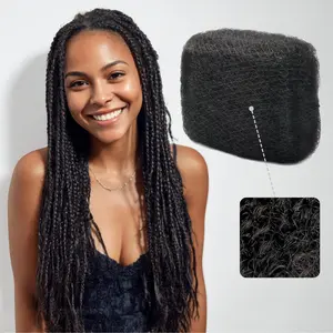 Afro Kinkys Bulk Human Hair for Braiding Afro Kinky-Curly Human Hair Bulk for Twist Braids 3 Bundles Spring Twist Hair 4C Kinky Braiding Hair for Dreadlock Extensions
