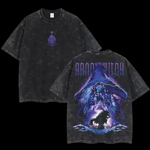 Retro Limited Vintage Elden Ring Collection Double-Sided Printed Washed Tee, Unisex Oversized Acid Washed Lightweight Cotton Shirt, Manga Style Streetwear Top, Ideal Gift for Elden Ring Fans