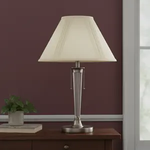 HomeRoots 654708 8.75 x 16 x 16 in. Off White Linen Pleated Empire Lamp Shade, Linen Fabric, Diffuses Light, Empire Shade