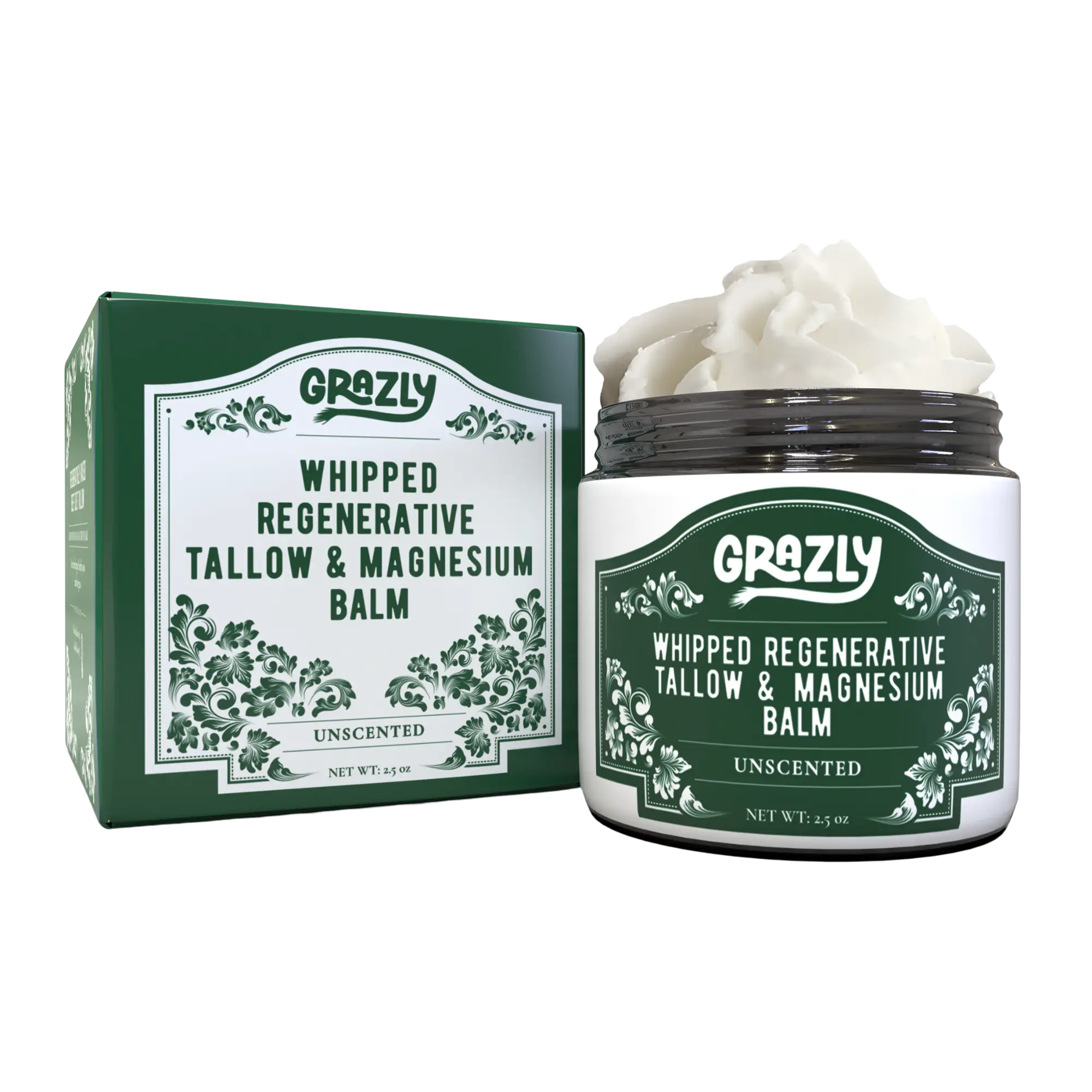 Grazly Dead Sea Magnesium & Tallow Balm - 100% Grass-Fed All-Natural Sleep & Recovery Balm for Faster Sleep Onset, Muscle Recovery, Deep Sleep - Silky Smooth Moisturizing 3x Better Absorption Than Oral Supplements - Non-Greasy, Made in USA