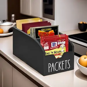 Wooden Spice Pack Storage Box, 1 Count Multi-grid Kitchen Storage Box, Countertop Storage Container, Snack & Seasoning Pack Storage Organizer, Home Organizer for Kitchen