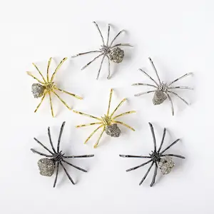 Spider Design Artificial Crystal Ornament, 1 Count Natural Healing Stone Animal Figurines, Spider Crafts Ornament for Home Decor, Halloween