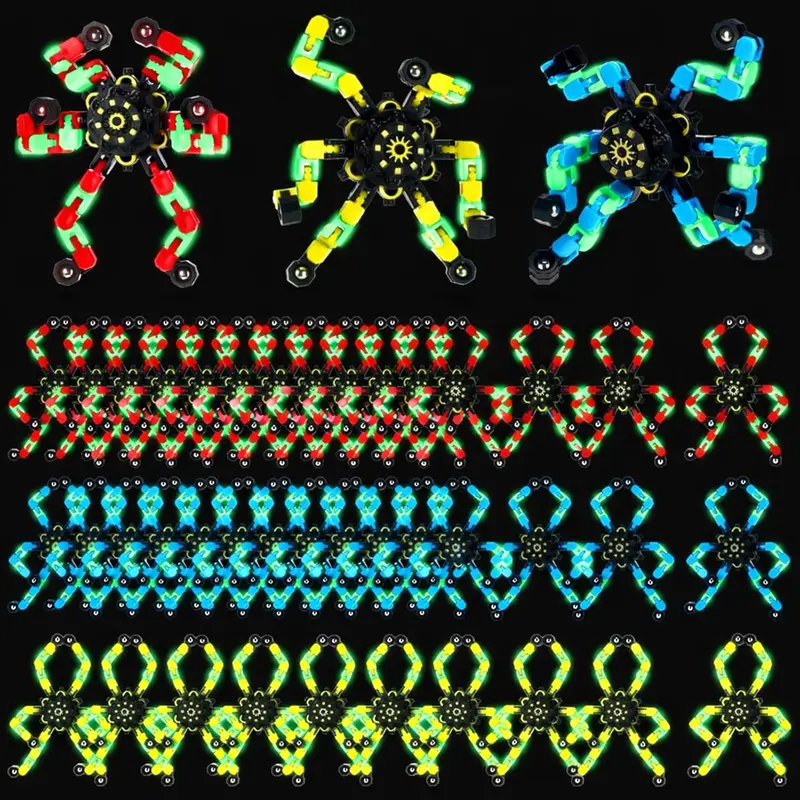 10/20/30/40 Pcs Deformation Fidget Spinners - Luminous Glow-in-Dark Classic & Robot Designs, Sensory Calming Fidget Set, Stress Relief Party Favors for Classroom Exchange, Sensory Fidgets