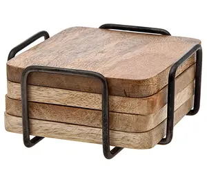 Godinger Set of 4 Square Wood Coasters