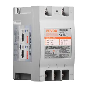 VEVOR 3 Phase Converter - 2HP 7A 220V Single Phase to 3 Phase Converter,  , 220V Input/Output, Digital Phase Shifter for Residential & Light Commercial Use (One Converter for One Motor Only)