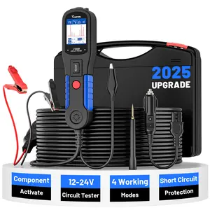 VDIAGTOOL V200 Power Circuit Probe Kit, Automotive Continuity Tester for 12-24V Vehicles, with Diode, Resistance, Relay & Fuse Testing, 20ft+20ft Cables, Black Voltage Monitor & Component Activation Function