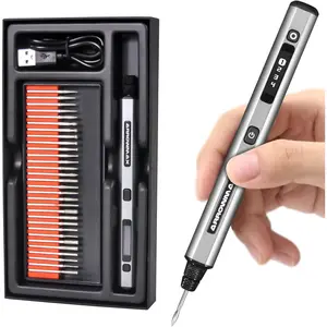 AM ARROWMAX Mini Engraving Pen: Ultimate Cordless Portable Tool for Artists & DIYers - Engrave 50+ Surfaces - Beginner Friendly - Engraving Pen for Bead, Metal, Wood, Glass and Plastic