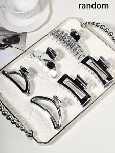 Minimalist Solid Color Hair Claws, Flat Claw Clips, Casual Versatile Hair Accessories for Women, Elegant All-match Fashion Accessories for Daily Wear