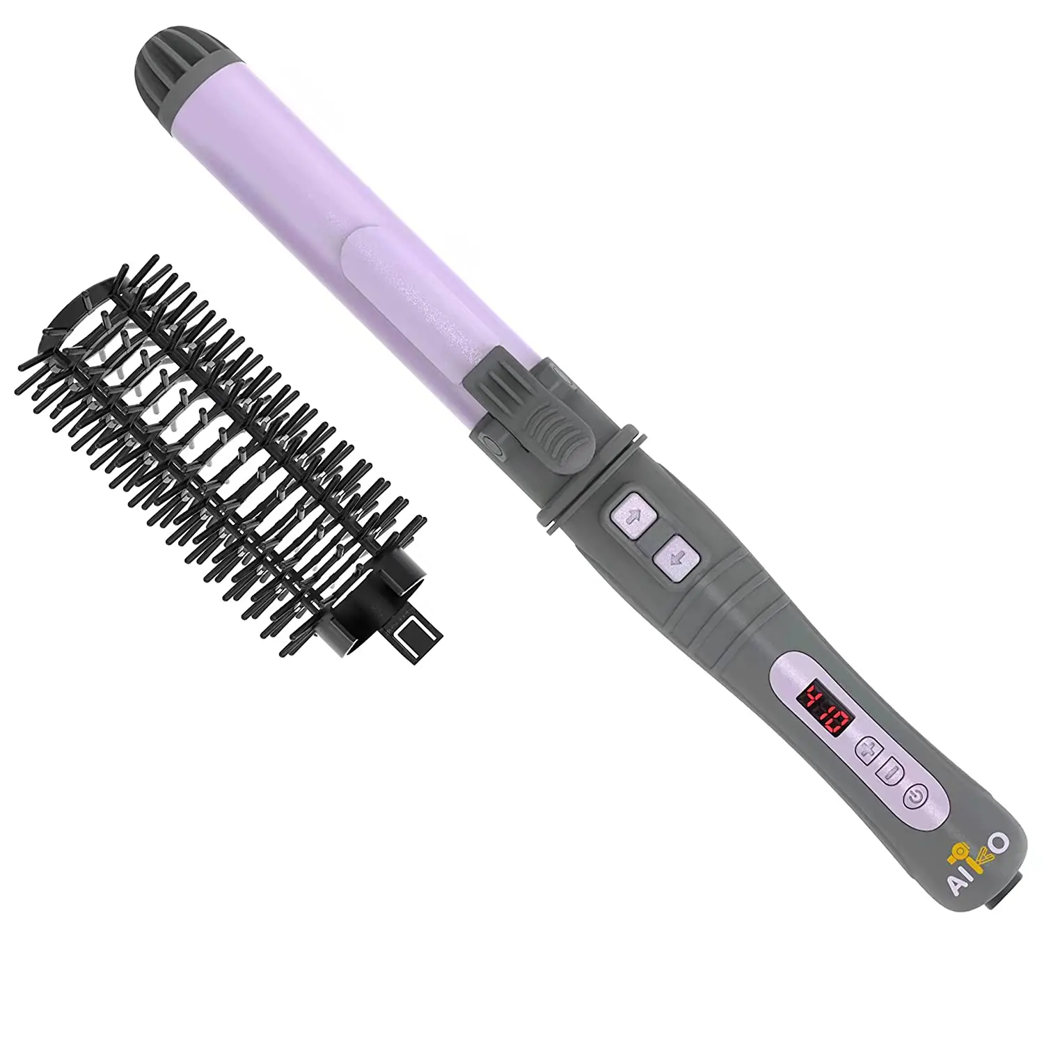 AIKO PRO Auto Rotating Tourmaline Ceramic 1.25 Inch Hair Curler Curling Iron Wand with LCD Adjustable Temperature Display and Anti-Scald Hot Brush Dual Voltage 100V-240V for All Types