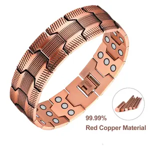 Men's Copper Bracelet Triple Super Strong Magnet,Pure Copper Magnetic Bracelet with Adjustable Size Tool, Men's Valentine's Day Jewelry Gift Men's Triple