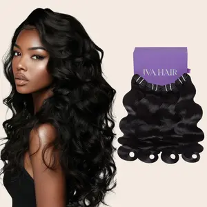IVA 3 pcs One Pack 16A Body Wave Bundles 100% Unprocessed Human Hair Sew in/Quick Weave Hair Bundles Natural Color