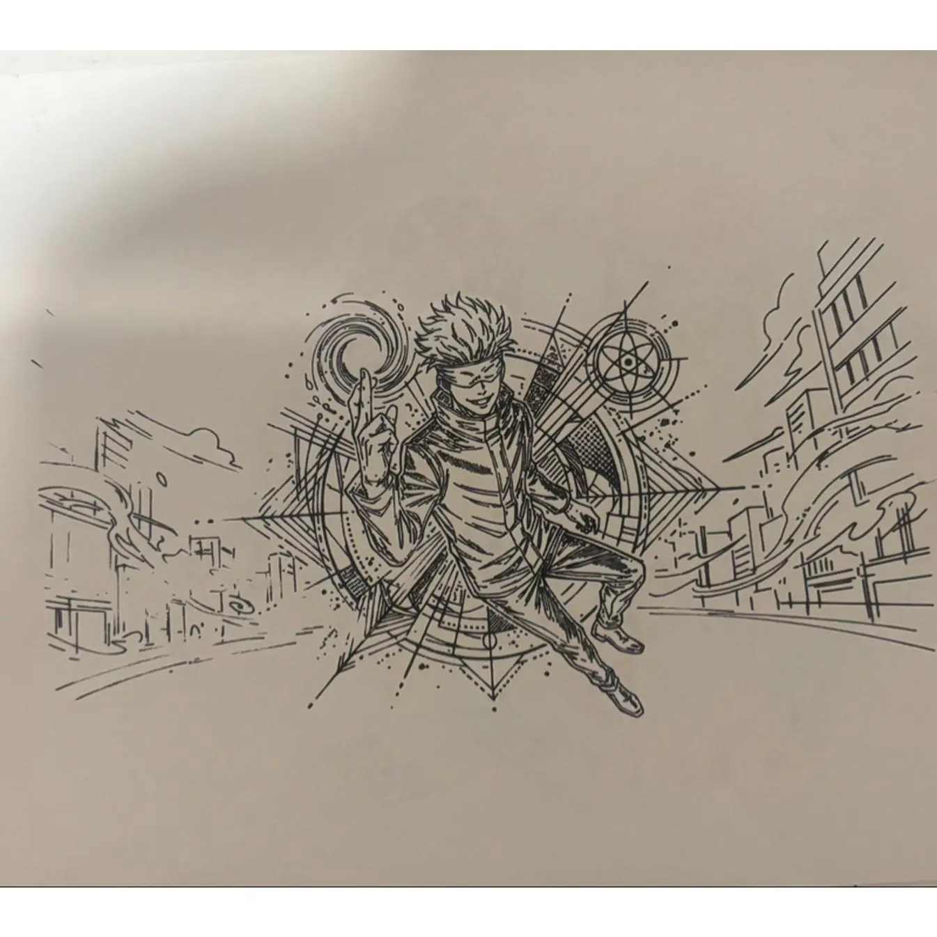 Jujutsu Kaisen Anime Line Art Satoru Gojo Character Drawing 25 Dollar Price