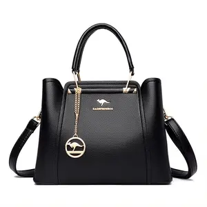 Women's PU Leather Shoulder Bag - Fashionable Crossbody Messenger Satchel with 3-Layer Storage, Large Capacity, Plain Luxury Design, Elegant Handbag for Work & Casual Use, Shoulder Bag for Women, Three-Layer Storage