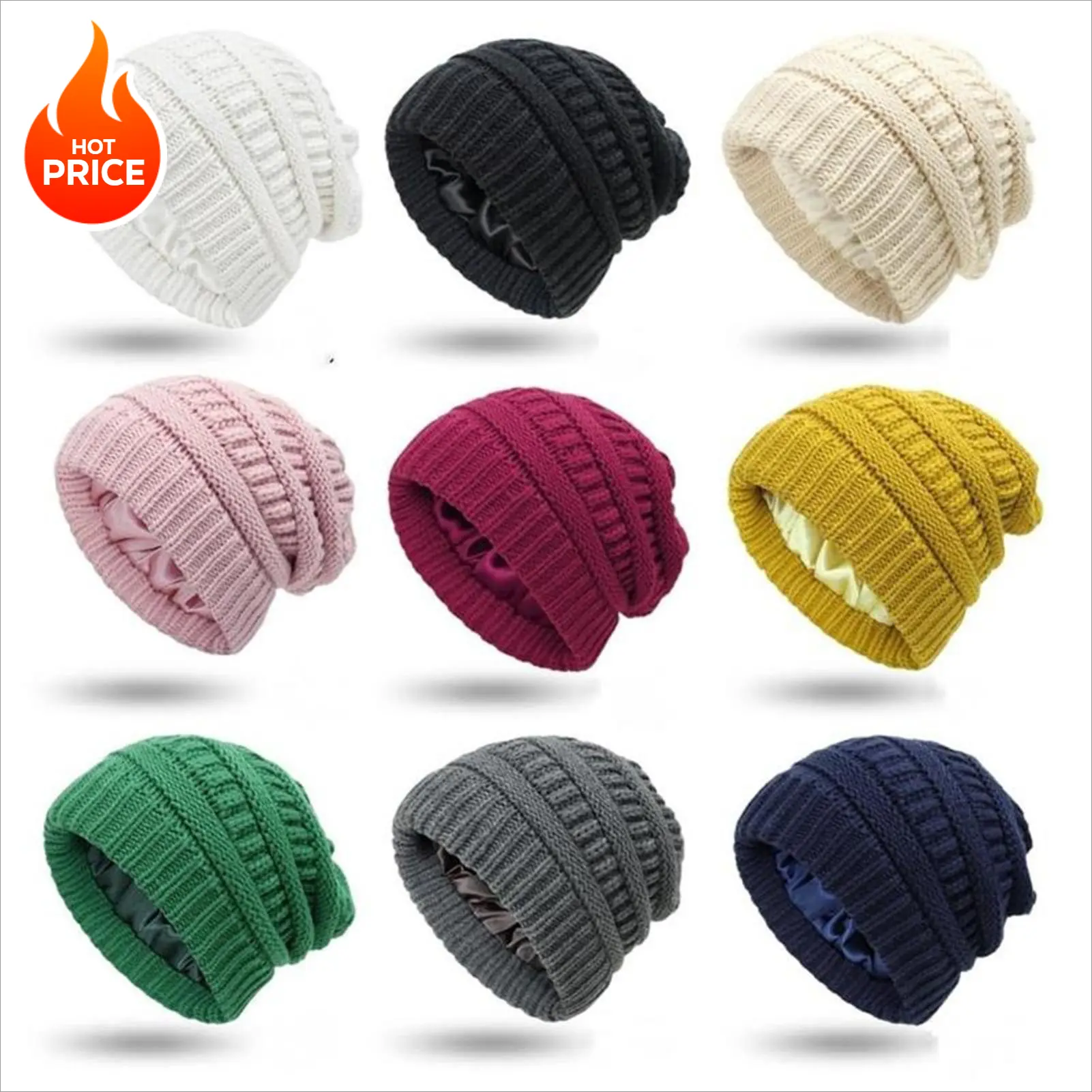 Cozy Satin-Lined Beanie for Women - Stylish Cable Knit Winter Hat with Silk Lining, Perfect for Staying Warm and Fashionable All Season Long