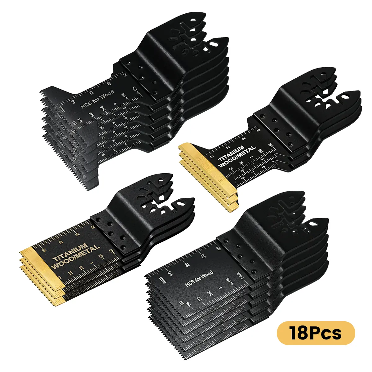 Summer Finds Oscillating Multi‑Tool Blades Set, 18Pcs /28Pcs Mixed Carbon Steel Titanium Coated Multitool Saw Blades, Quick‑Release Fine Coarse Teeth Blades for Wood & Soft Metal Cutting