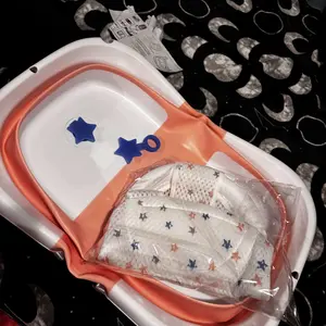 Collapsible Baby Bathtub with Real-time Temp Monitor + Floating Cushion, Foldable Baby Bath Tub Set - Perfect Portable Travel Baby Tub Cute Care