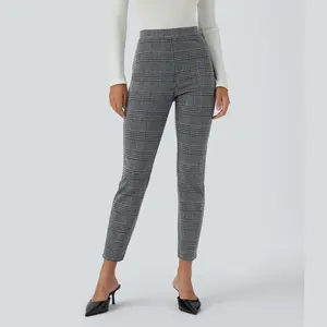 Halara Flex High Waisted Pocket Houndstooth Plaid Skinny Work Pants