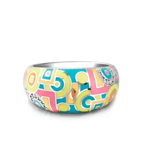 Jeulia "Math Game" Enamel Sterling Silver Women's Band