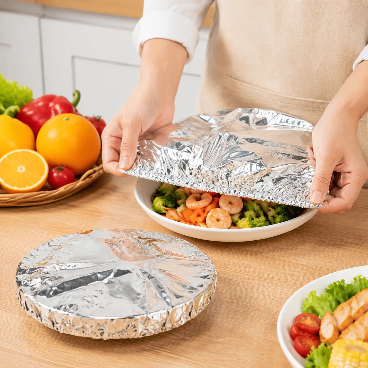 50/100PCS Heavy Duty Stretchable Aluminum Foil Food Covers, Reusable Insulated Plate & Bowl Covers for Round and Square Dishes, Kitchen Essential Food Warmers