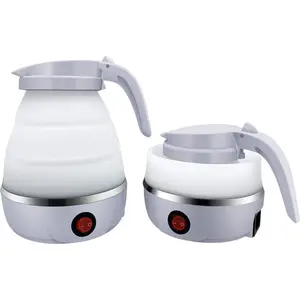 0.6L Small Travel Foldable Portable Collapsible Hot Water Boiler Electric Kettle For Coffee Tea (White)