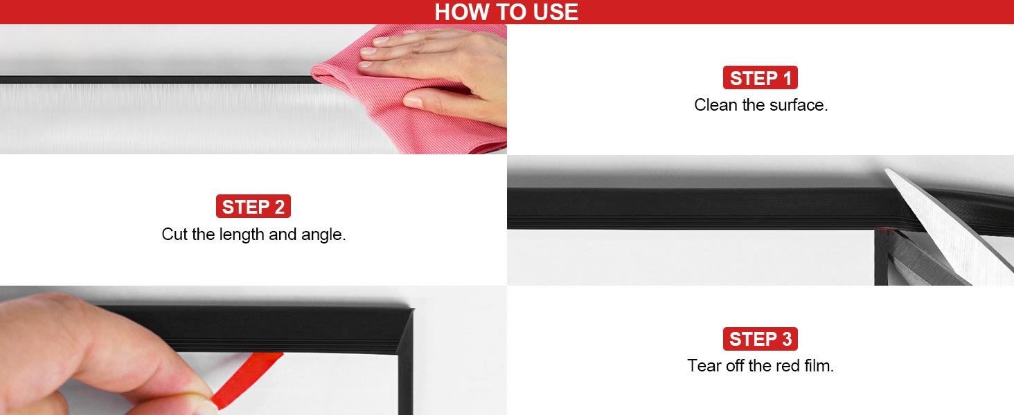 Rubber Edge Trim U Channel  /" Self Adhesive Sheet Metal Edge Guard Protector, EPDM Seal Strip for Car Doors, Steel Plates, Glass, Hatches, Table Corners, Fit /"(.mm), Ft, Black