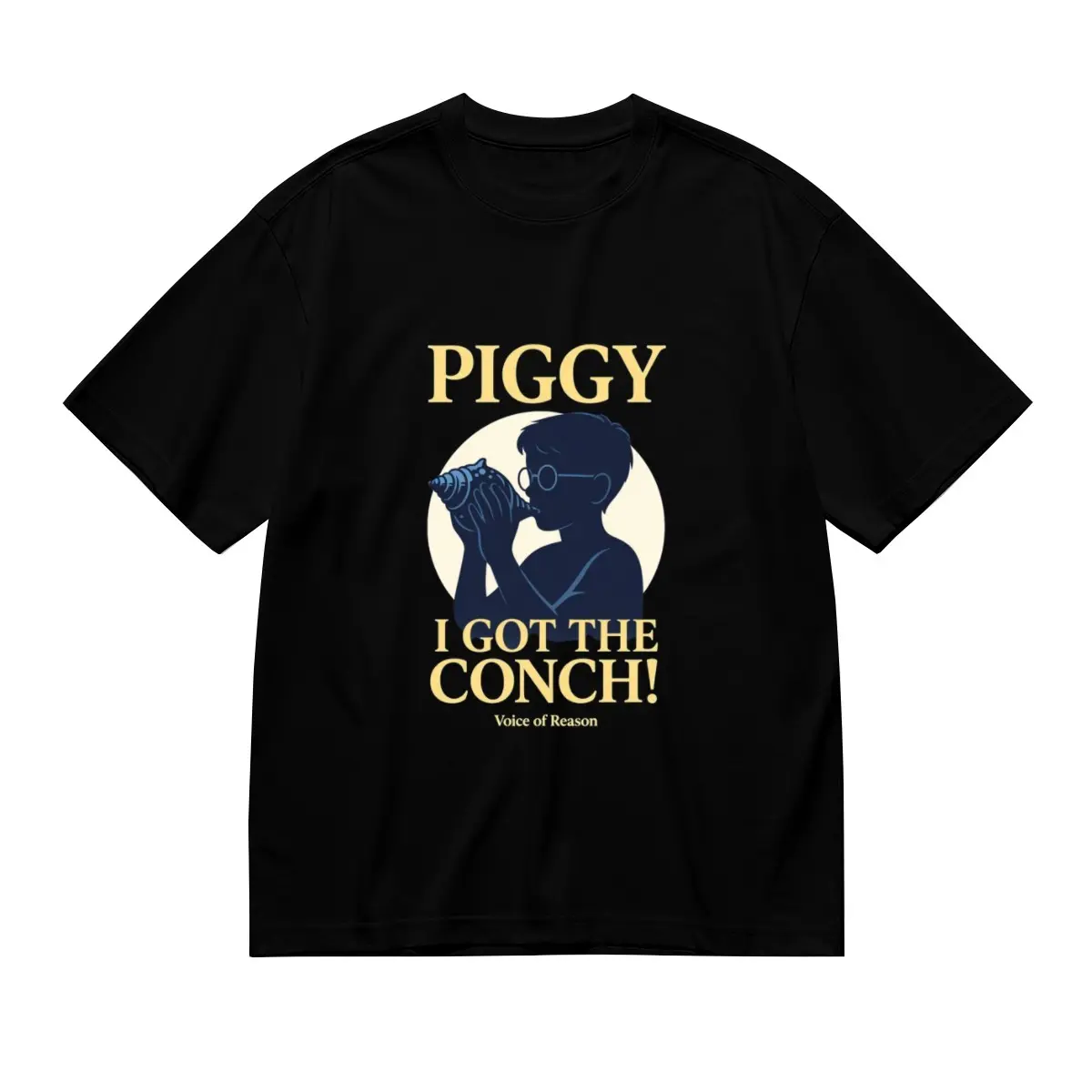 Men's Short-Sleeve Cotton T-Shirt, Lord of the Flies Fan Apparel, Piggy "I Got The Conch" Graphic Tee