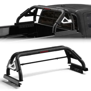 longsun Carbon Steel Aerodynamic Drill-Free Truck Roll Bar & Headache Rack, Cargo Safety Off-Roading Accessory with Mounting Kit for 2005-2023 Multiple Pickup Models