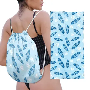 Beach towel integrated package storage backpack portable bath towel seaside shawl absorbent large towel