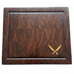 Everyday Walnut Cutting Board with Crossed Knives Inlay