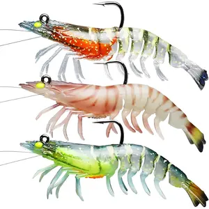 Pre-rigged Fishing Jig Lures for Freshwater and Saltwater, Innovative Super Durable TPE Bass Lures, Lifelike Shrimp Crayfish Swimbait, Weedless Lure for Crappie Trout Walleye, Keep Separately
