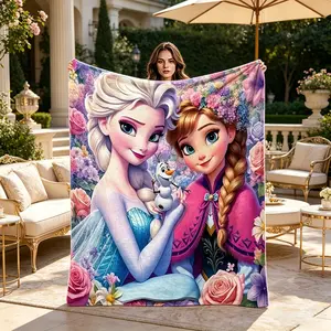 Style Sweet Girl Elsa Anna Olaf Print Blanket, Modern Flannel Throw, Cozy Throw Blanket, Holiday Gift, Wall Hanging, Outdoor Travel Multi-Purpose Rug