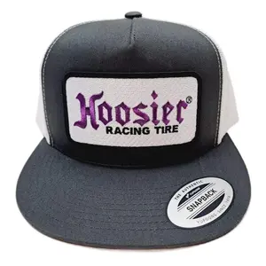Gray & White Hoosier Embroidered Patch Flat Bill Trucker Mesh Snapback Cap Hat