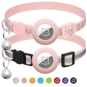 2 Pack Airtag Cat Collar Breakaway with Bell,Reflective Kitten Collar with  Cat Collar Airtag Holder,Adjustable 7-12In,Safety Buckle for Girl Boy Cats,Pet Supplies,Accessories,Gifts(No AirTag included)