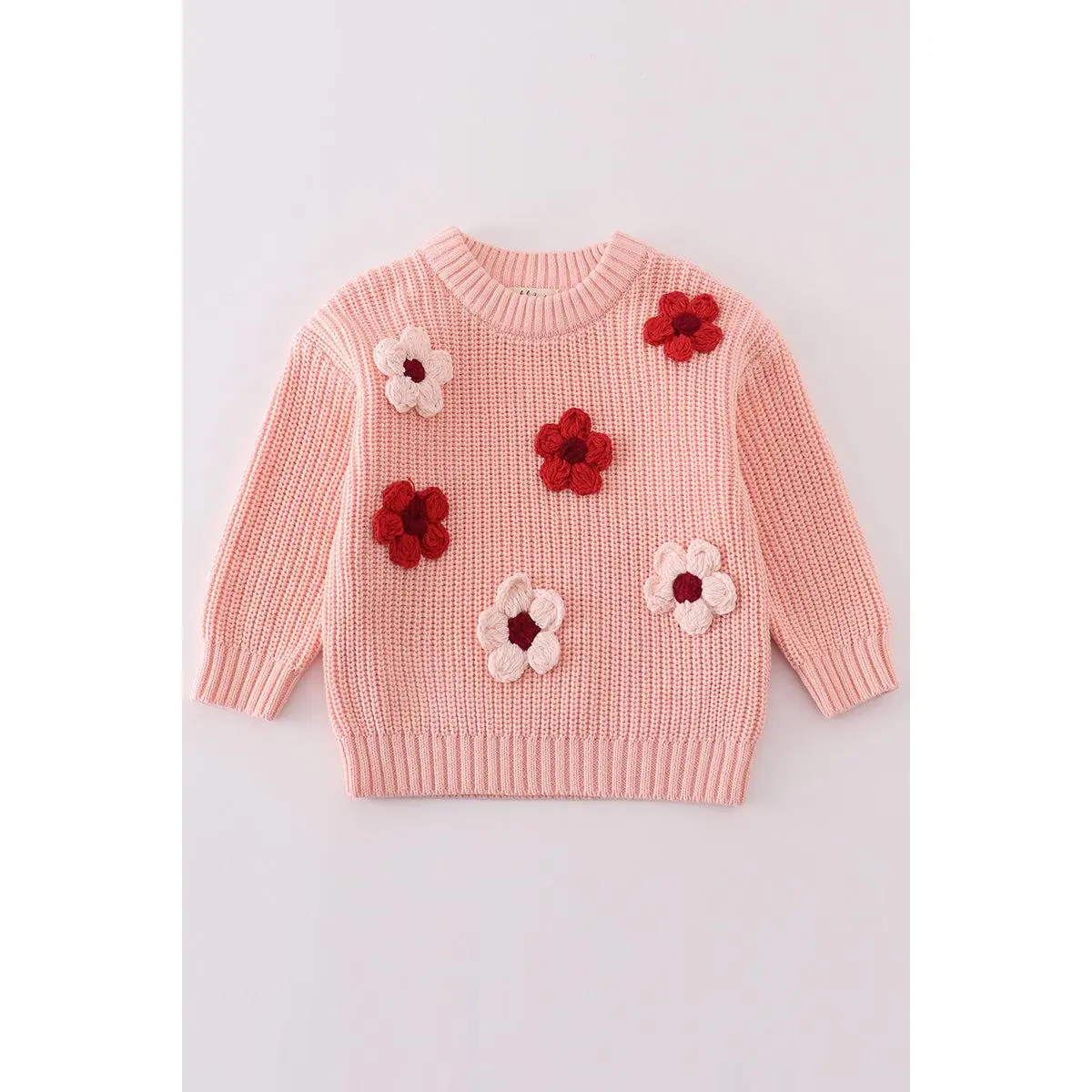 Pink floral hand-embroidery jumper sweater