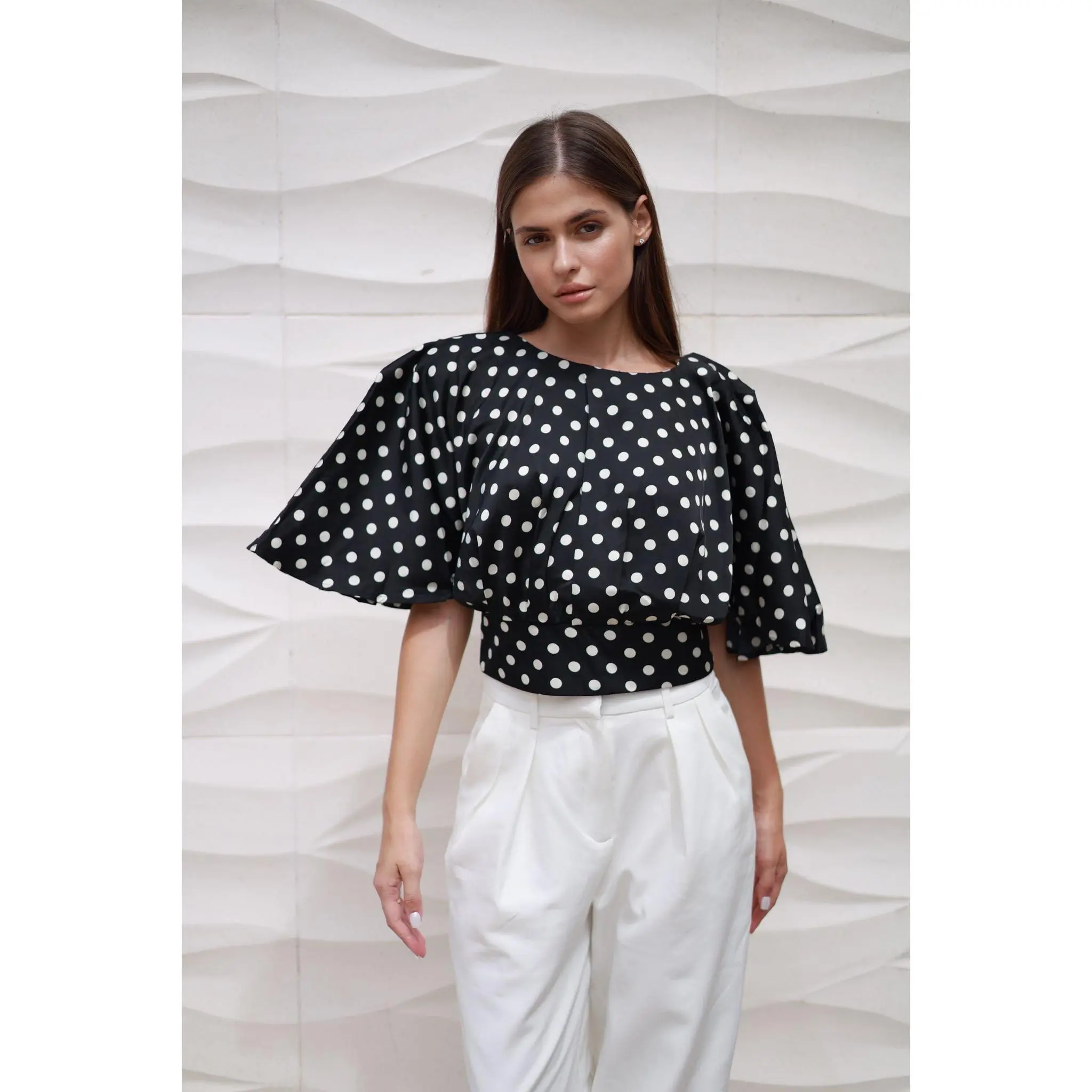 Satin dot print top