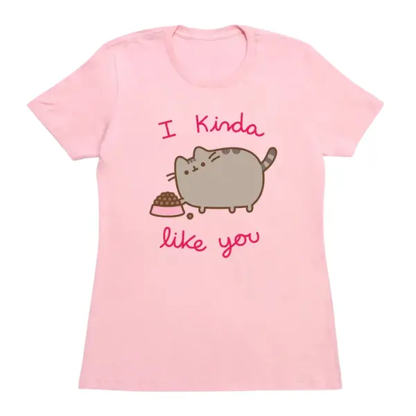Pusheen "I Kinda Like You" T-Shirt, Funny Y2K Cat Graphic Tee, Cute Cartoon Cat Shirt, Aesthetic Unisex Cotton Tee, Cat Lover Gift