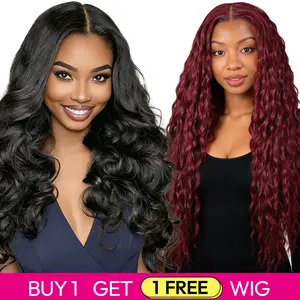[Blend] Buy 1 Get 1 Free Lace Front Wig | 180% Density, Transparent Lace, #1B Ocean Wave & #P4/27 Body Wave, Blended Human Hair #SummerVibes