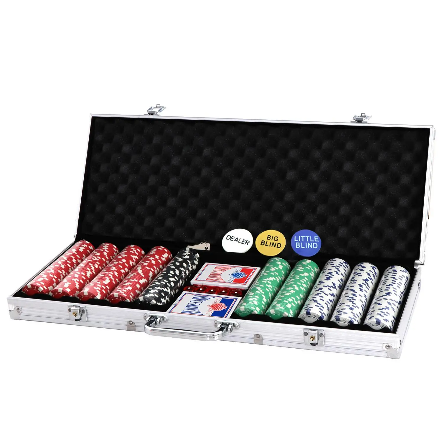 Segawe Poker Chip Set 500PCS 11.5 Gram Poker Chips Texas Blackjack Game w/Aluminum Case