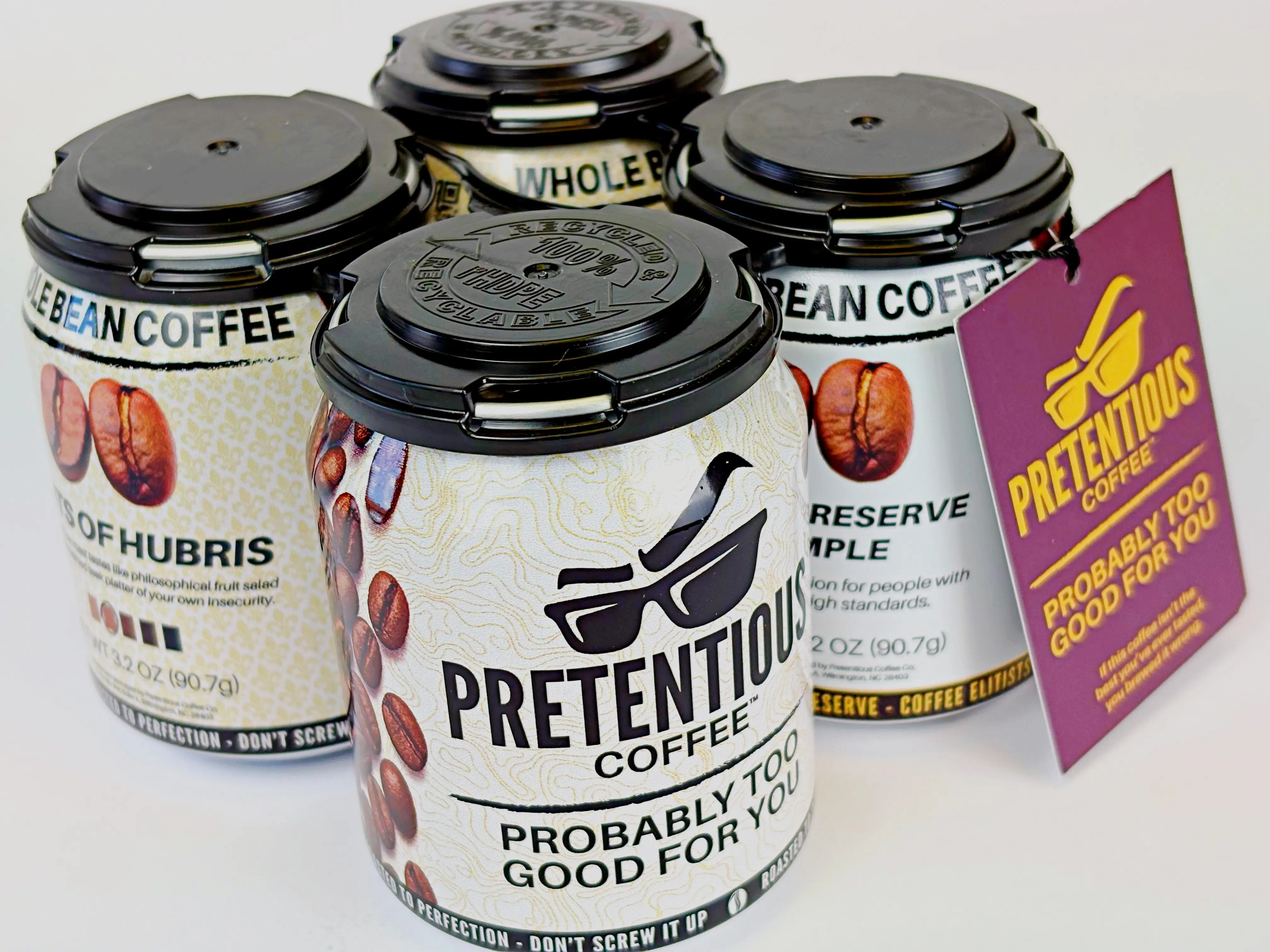 Pretentious Coffee - Sample Pack - 4 Popular Roasted Coffees - Whole Bean