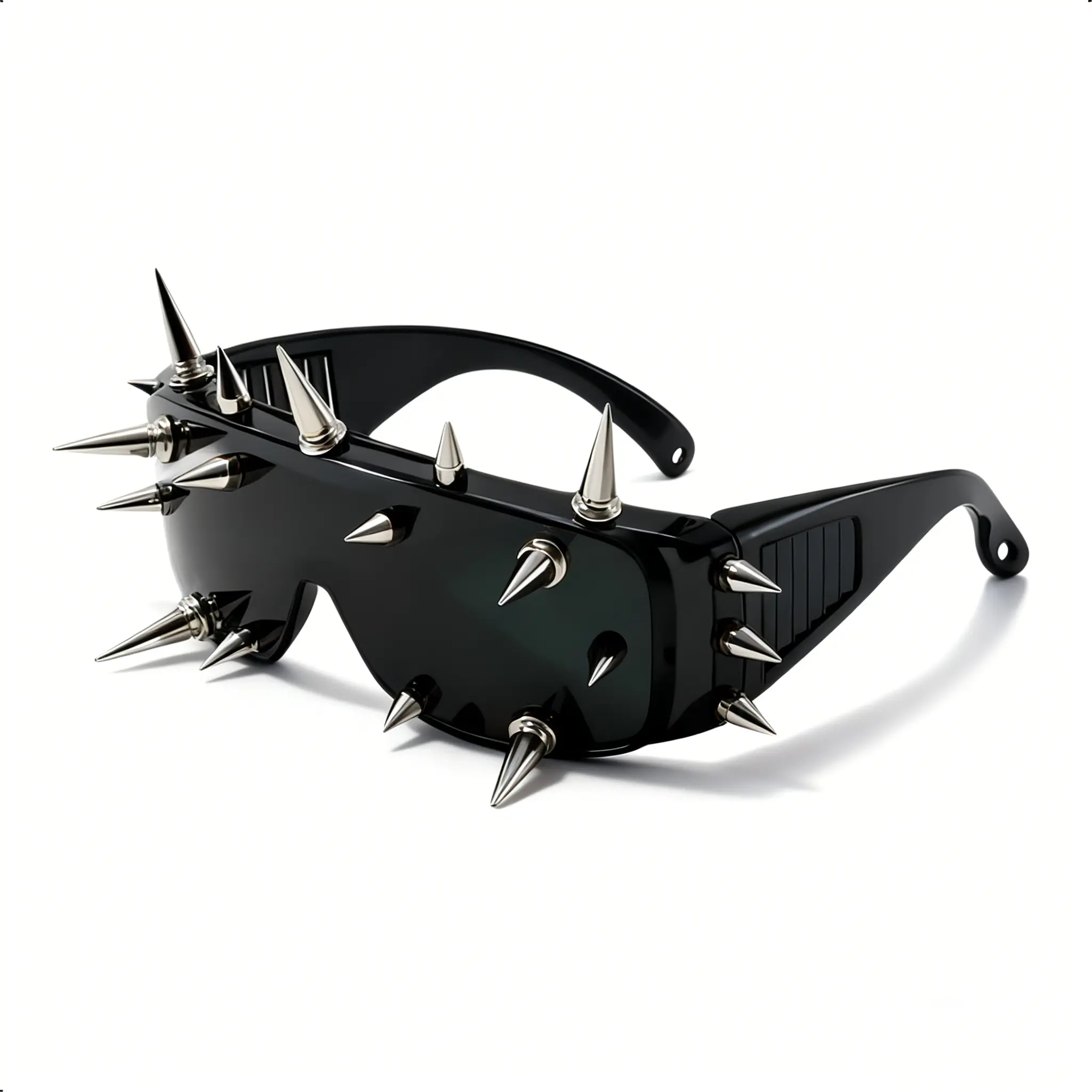 1 Pair Fashion Punk Aesthetic Spiked Design Sunglasses, Flat Top Frame Styling Sunglasses, Novelty Sunglasses for Women & Men