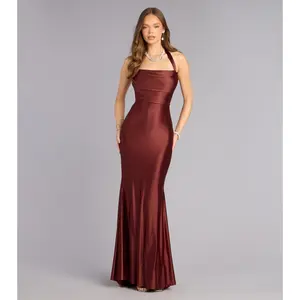 Jemma Halter Lace-Up Mermaid Dress